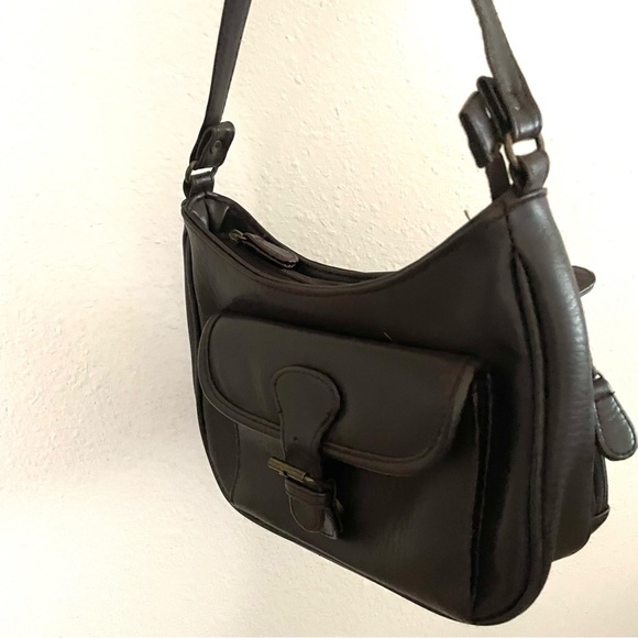 Chocolate brown Vegan leather utility pocket crossbody bag - Picture 7 of 8